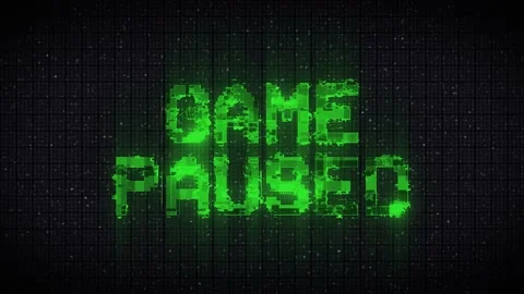 Retro GAME PAUSED text on old tv vhs glitch noise screen  Stock Footage 233003790
