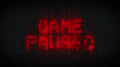 Retro GAME PAUSED text on old tv vhs glitch noise screen  Stock Footage 233003972