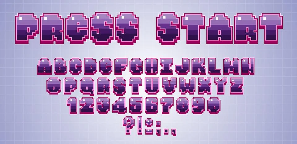Retro game pixel typography Stock Illustration
