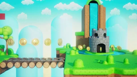 Retro game platform 3D loop animation Stock Footage 234160972