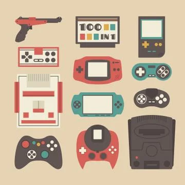 Retro game player set 스톡 일러스트