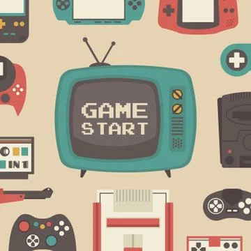 Retro game player set Illustration