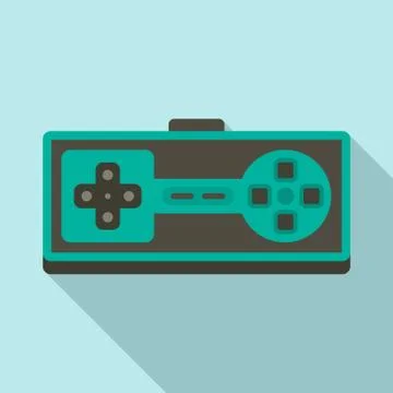 Retro gamepad icon, flat style Stock Illustration