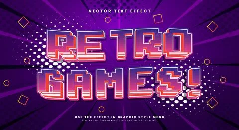 Retro Games 3D pixel Style editable text effect Stock Illustration