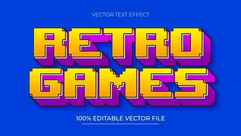 Retro Games editable text effect template with modern style Illustrazione stock