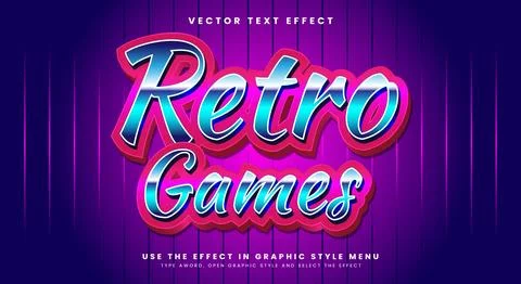 Retro Games editable text effect template 스톡 일러스트