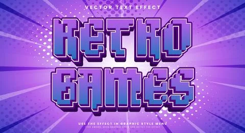 Retro Games pixel editable text effect template Stock Illustration