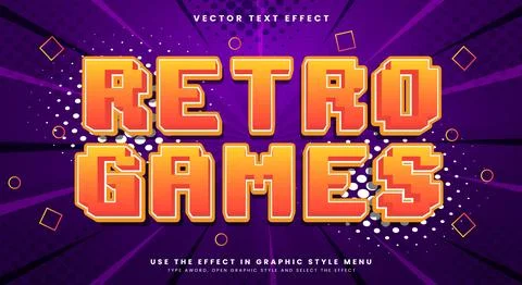 Retro Games pixel editable text effect template 库存插图
