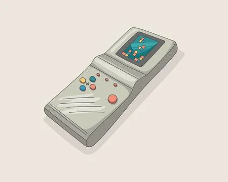 Retro Gaming Console Flat Illustration Vintage Handheld Device Neutral Color Illustrazione stock