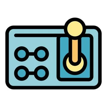 Retro gaming console with joystick featuring two buttons for engaging gamepla Illustration