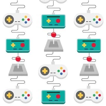 Retro Gaming Console Pattern. Vector Stock Illustration