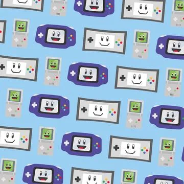 Retro Gaming Devices Pattern. Vector Stock Illustration
