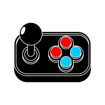 Retro gaming joystick controller with multiple colored buttons and a stick... Stock Illustration