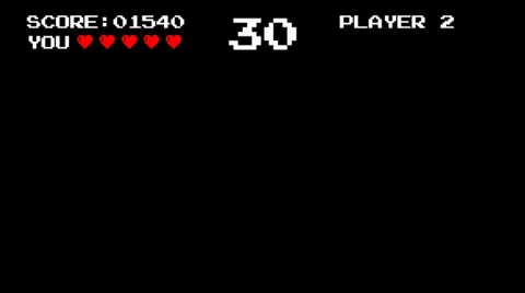 Retro gaming Platform Level Look Countdown on a Black Background Stock Footage 22783665