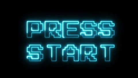 Retro Gaming: Press Start - 8-bit Pixel Art Neon Sign Stock Footage 309158954