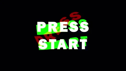 Retro gaming 'Press Start' text with glitch effects in motion during a digi.. 库存影片 344037191