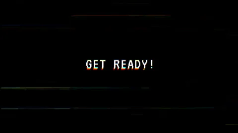 Retro gaming vibes get ready text on old tv glitch with black background Stock Footage 313440042