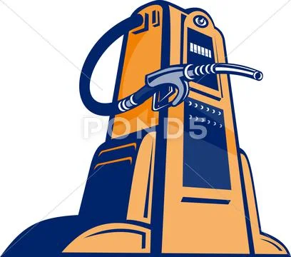 Retro gasoline pump filling station nozzle Stock Illustration