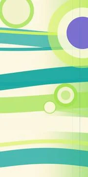Retro geometric abstract background featuring teal, green, and purple rings.. Stock Illustration