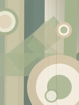 Retro geometric abstract pattern with circles and diagonal shapes in muted .. Illustrazione stock