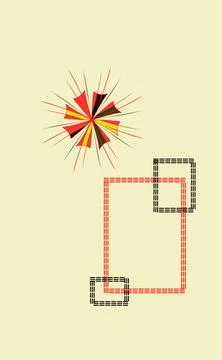 Retro Geometric Abstract Vector with Burst Motif and Interlocking Rectan Stock Illustration