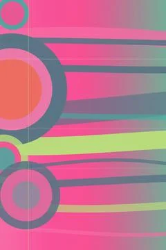 Retro geometric background with bold circular accents and colorful stripes .. Stock Illustration