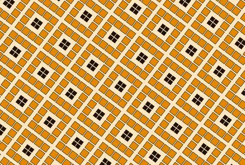 Retro Geometric Diamond Pattern With Orange Tiles Seamless Mosaic Backgroun.. Stock Illustration