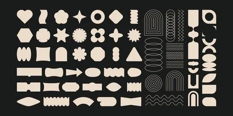 Retro geometric elements. Abstract 80s 90s modern minimal primitive figures.. Stock Illustration