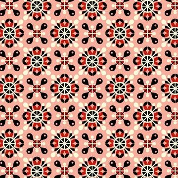 Retro Geometric Floral Seamless Pattern Vector Illustration イラスト素材