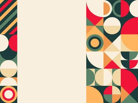 Retro Geometric Frame Background with Colorful Circular and Triangular Patt.. 스톡 일러스트