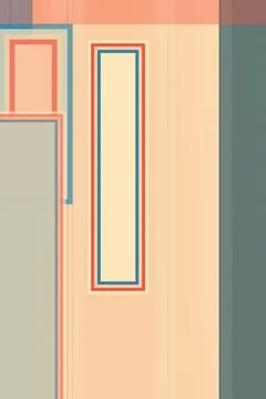 Retro geometric frame pattern with layered rectangles in pastel peach, teal.. 库存插图