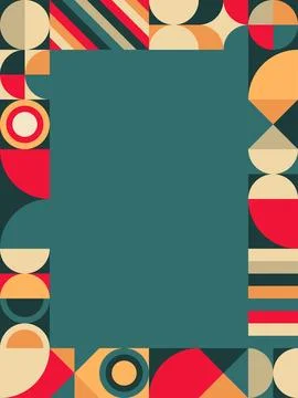 Retro Geometric Frame with Teal Background Illustrazione stock
