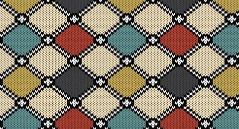Retro geometric  knitted pattern, Festive Sweater Design. Seamless Knitted .. Stock Illustration