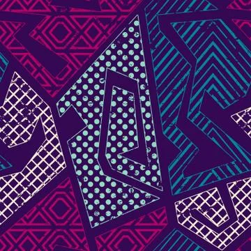 Retro geometric pattern with grunge effect Stock Illustration
