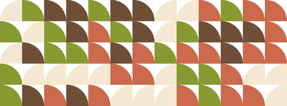 Retro geometric pattern with quarter circles in earthy tones and cream Illustrazione stock