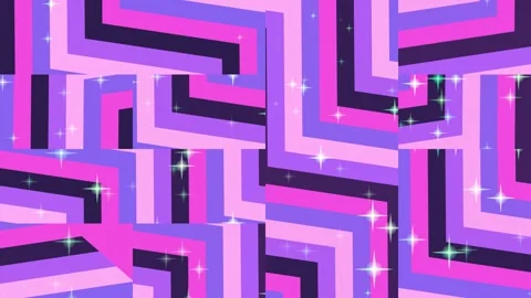 Retro Geometric Pattern with Sparkles in Pink, Purple, and Black Stock Footage 332038116
