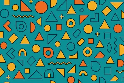 Retro Geometric Pattern with Triangles Circles and Squares イラスト素材