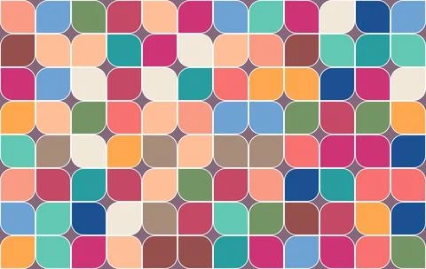 Retro geometric, seamless leaf pattern, colorful pattern, abstract, vector de 스톡 일러스트