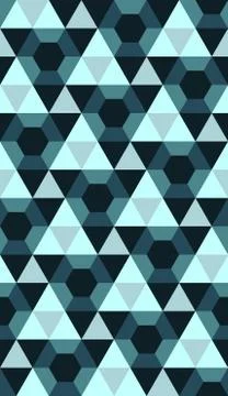 Retro geometric seamless pattern, faces, crystals, flowers Stock Illustration