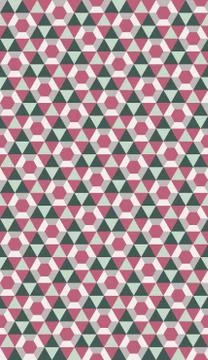 Retro geometric seamless pattern, faces, crystals, flowers Stock Illustration