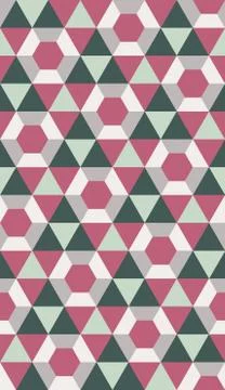 Retro geometric seamless pattern, faces, crystals, flowers Stock Illustration