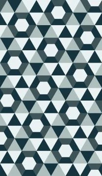 Retro geometric seamless pattern, faces, crystals, flowers Stock Illustration