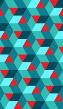 Retro geometric seamless pattern, faces, crystals, flowers Stock Illustration