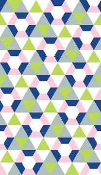 Retro geometric seamless pattern, faces, crystals, flowers Stock Illustration