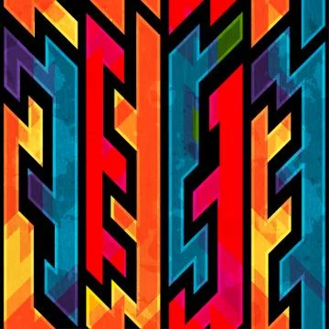 Retro geometric seamless pattern with grunge effect Stockillustratie