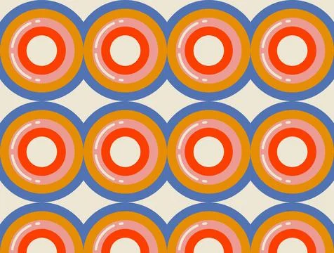 Retro Geometric Seamless Pattern Inspired by Mid Century Modern Design Illustrazione stock