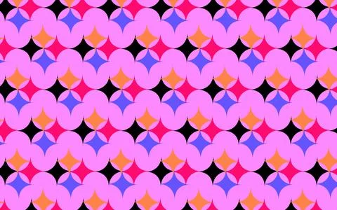Retro Geometric Seamless Pattern With Pink And Purple Stars, Abstract Color.. Stock Illustration