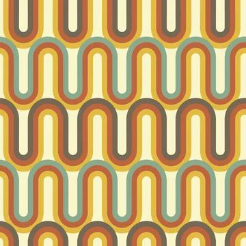 Retro geometric seamless pattern in style 50-70s Stock Illustration