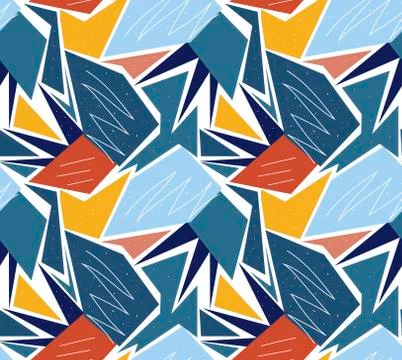 Retro geometric seamless pattern. Trendy palm leaf endless background, repeating Stock Illustration