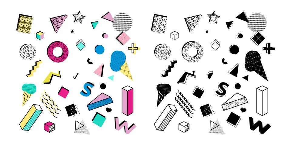 Retro Geometric Shape Elements Illustrazione stock